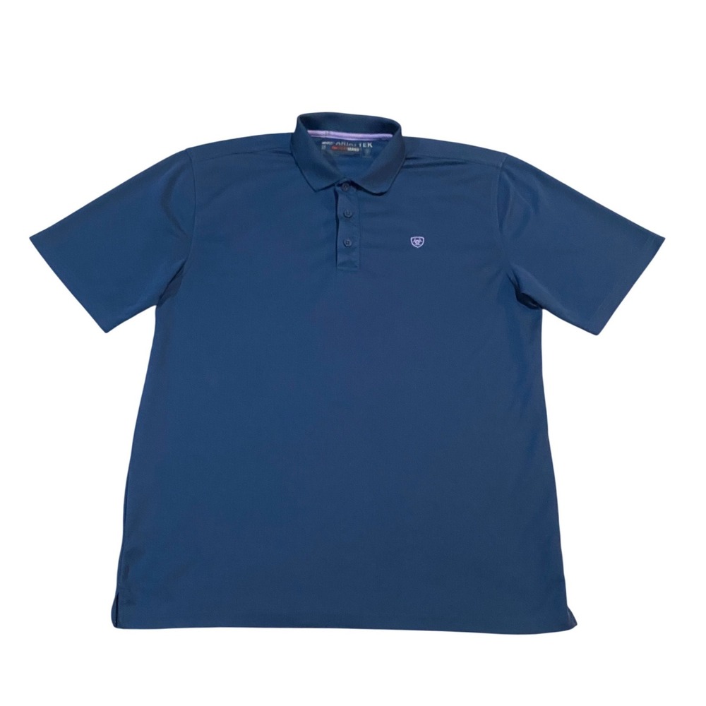 Ariat Men Blue AriatTEK Heat Series Performance Polo Shirt M 10026522